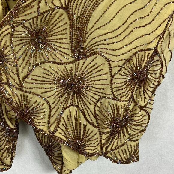 Star Group Cardigan Womens OS Handmade Silk Beaded Geometric Open Front Vintage - Picture 8 of 15